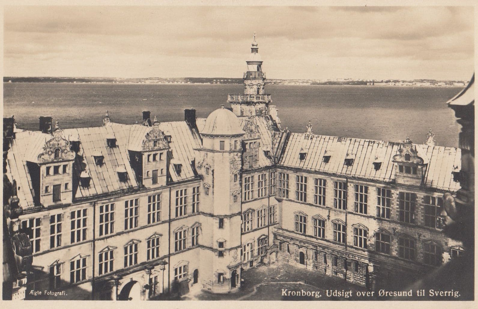 Kronborg Udsigt Over Oresund Til Sverrif Denmark Aerial Postcard
