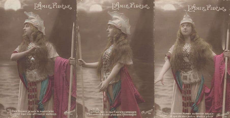 L'Amie Fidele French Military Lady & Shield WW1 1915 Postcard s