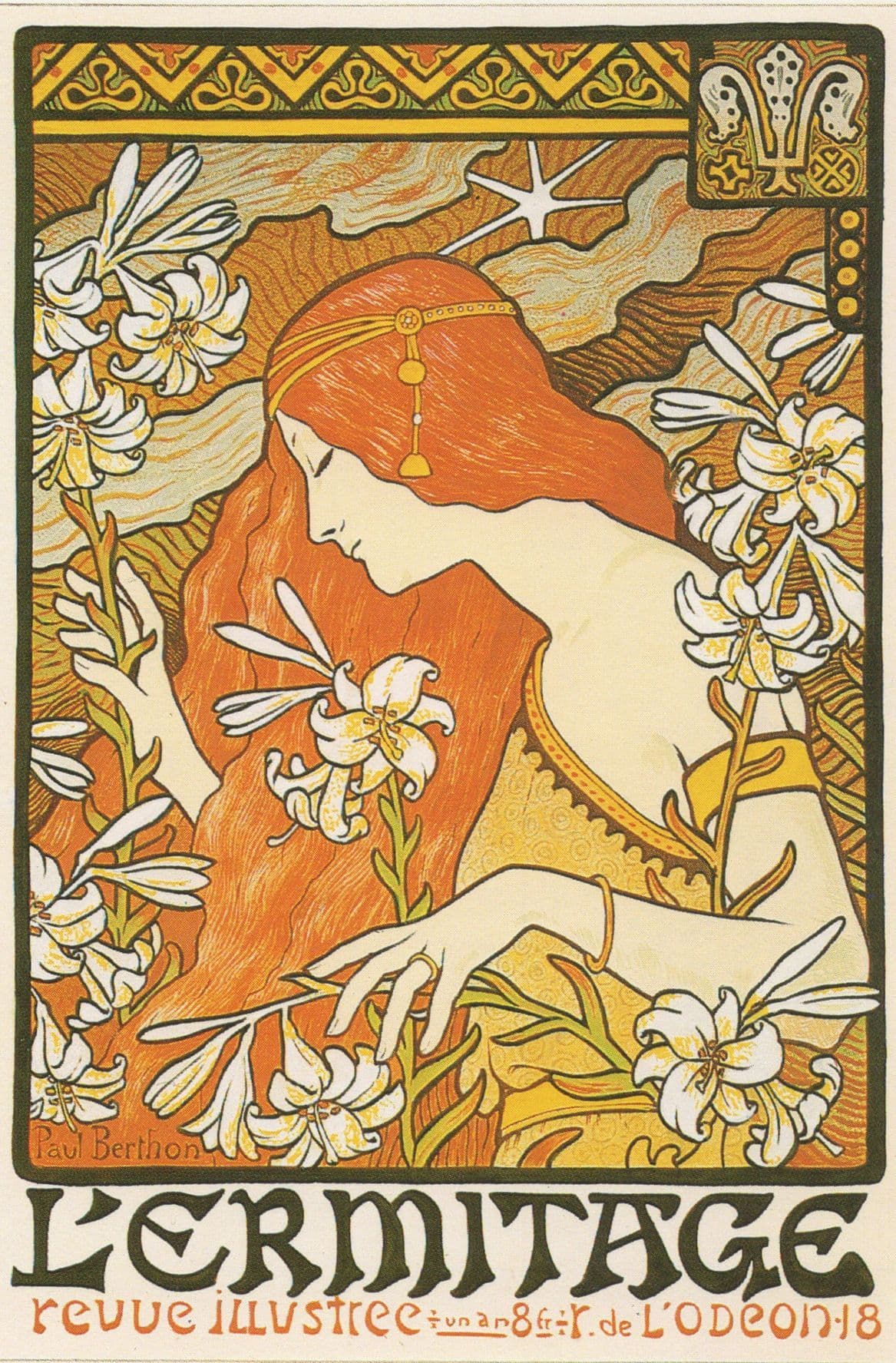 L'Ermitage Revue Illustrated French Old Theatre Poster Postcard