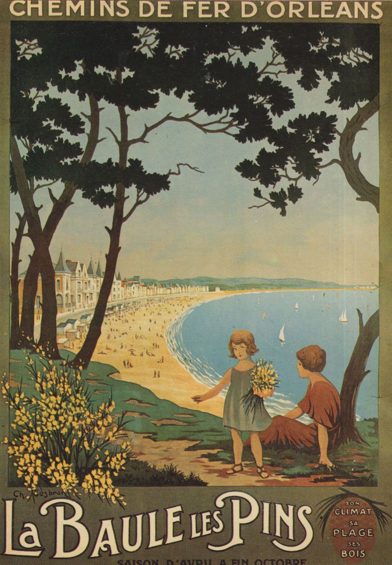 La Baule Les Pins Chemins De Fer D'Orleans French Advertising Postcard