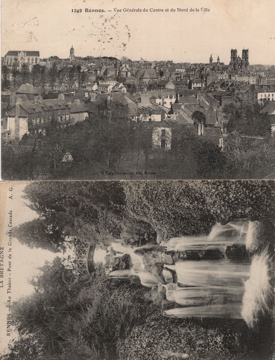 La Bretagne Rennes Au Thabor Panorama 2x Old Postcard s