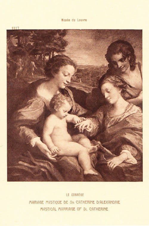La Correge St Catherine Mystical Marriage Museum De Louvres Painting Postcard
