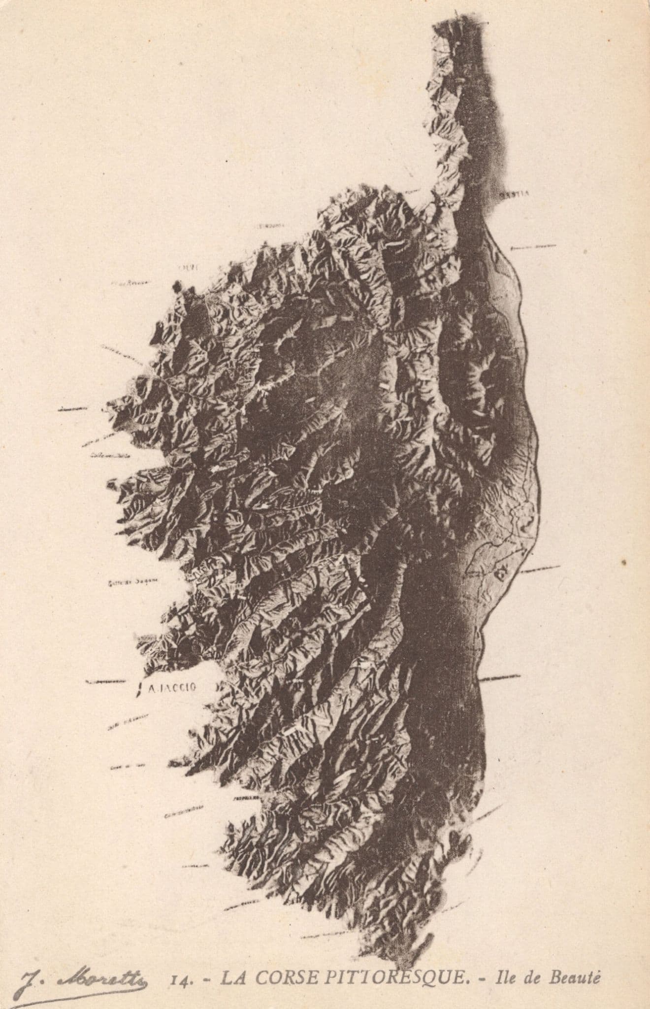 La Corse Pittoresque Ile De Beaute French Old Aerial Map Postcard