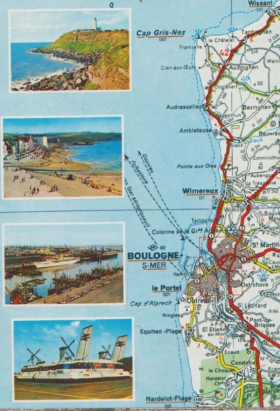 La Cote D'Opale Boat French Map Ferry Postcard