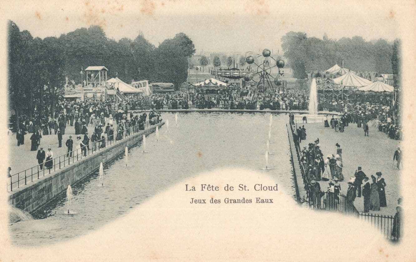 La Fete De St Cloud Jeux Des Grandes Eaux Water Sport French Old Postcard