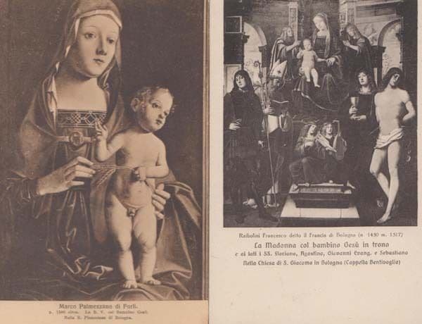 La Madonna Col Bambino Francesco Francis Bologna Antique Painting 2x Postcard