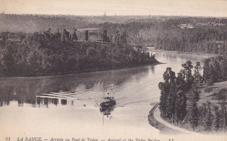 La Rance Boat Arrivee au Pont de Taden Antique French Postcard