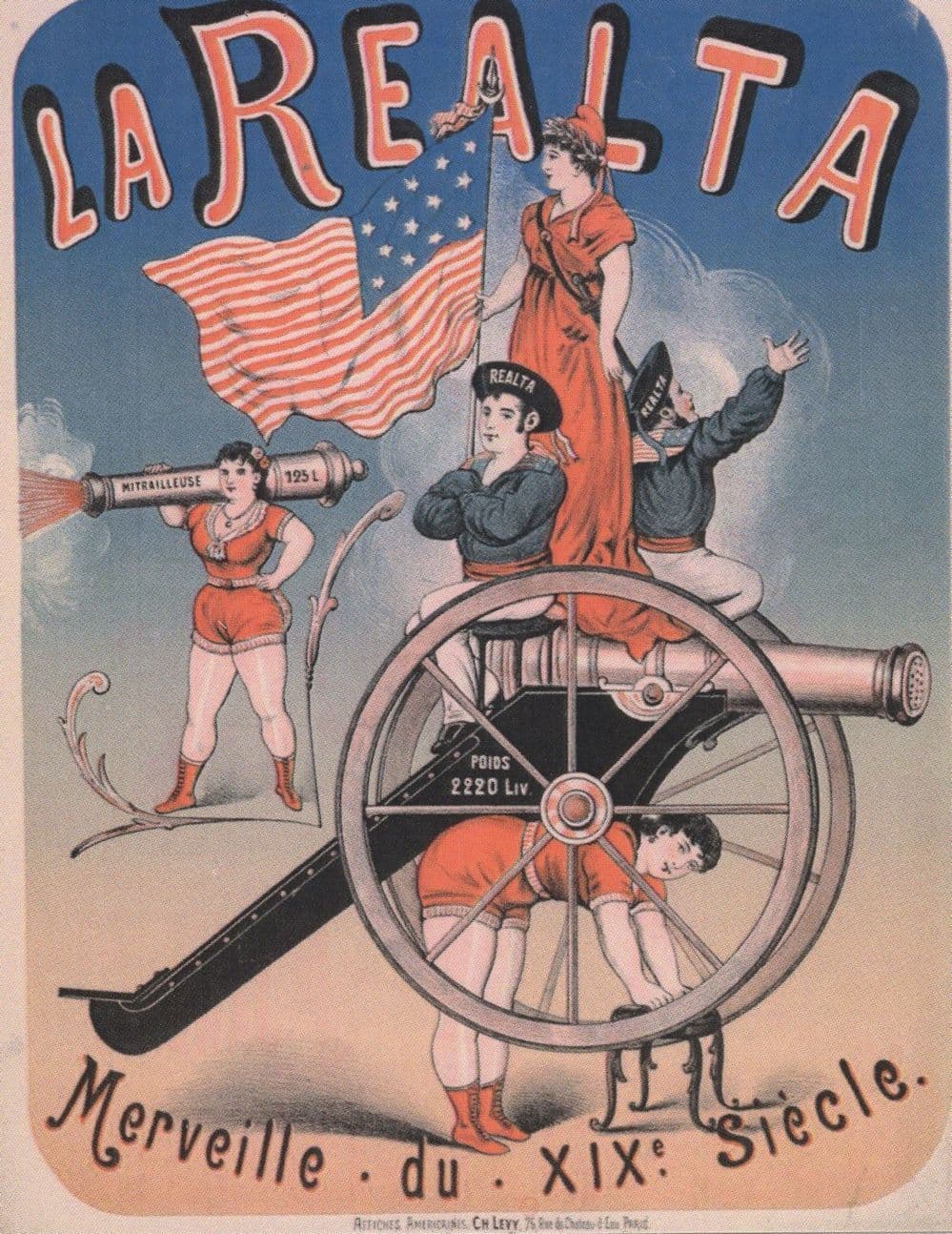 La Realta Human Cannon French Circus Poster Repro Postcard