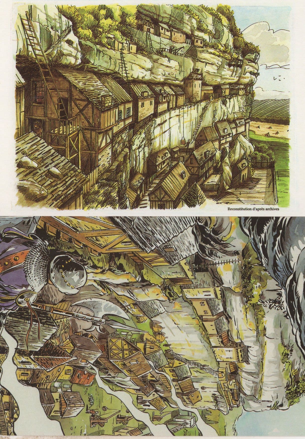 La Roque St Christophe French Painting 2x Postcard s