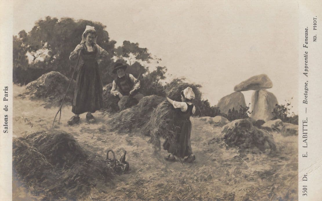 Labette Children As Farmers Farming Antique French Postcard