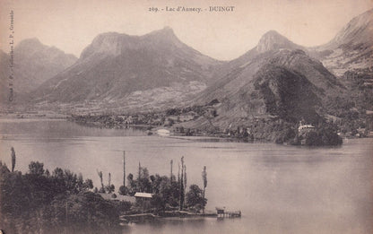 Lac D'Annecy Le Roc De Chere Duingt Boats Old French Postcard