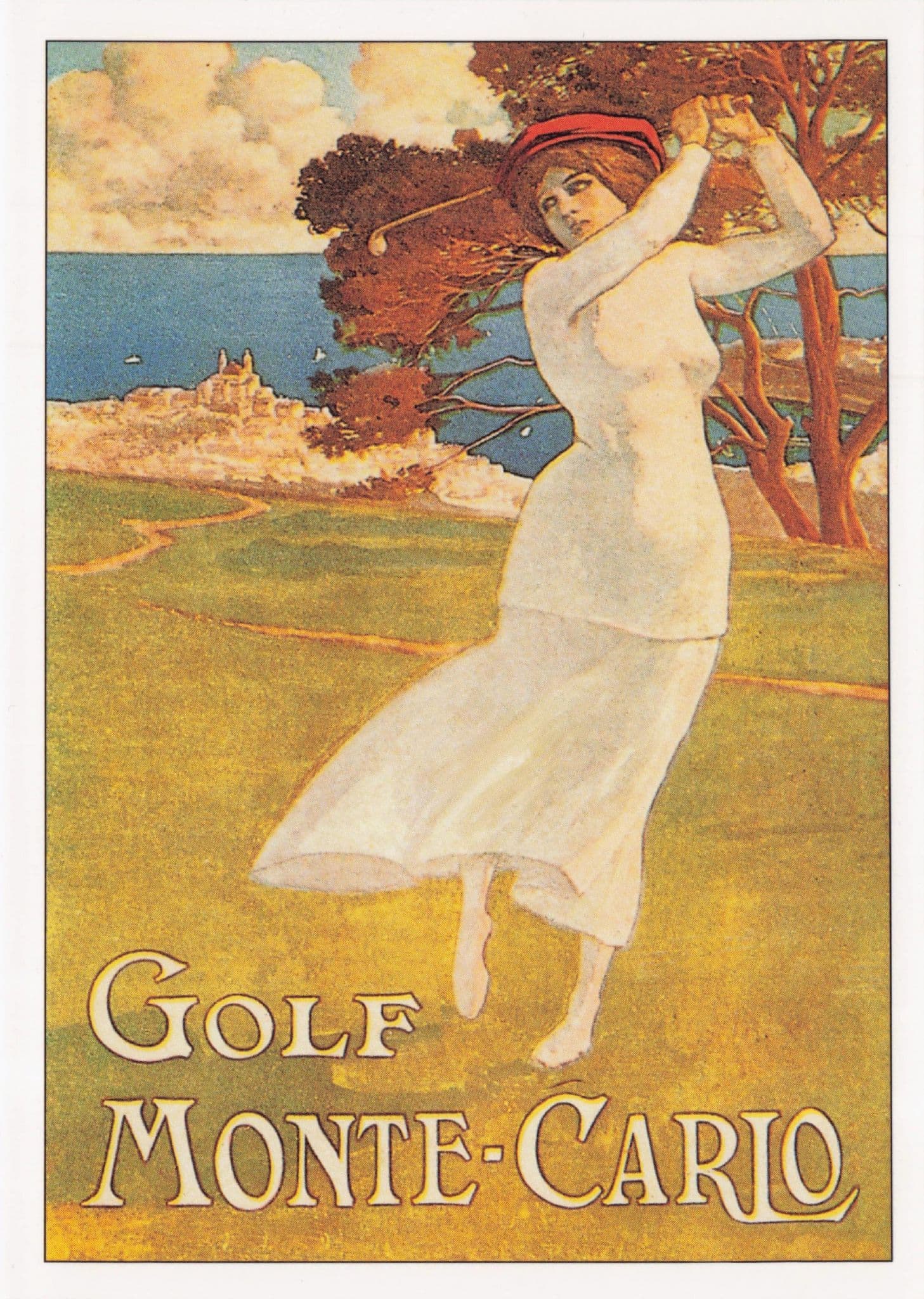 Ladies Golf Monte Carlo Course Vintage Poster Advertising Postcard