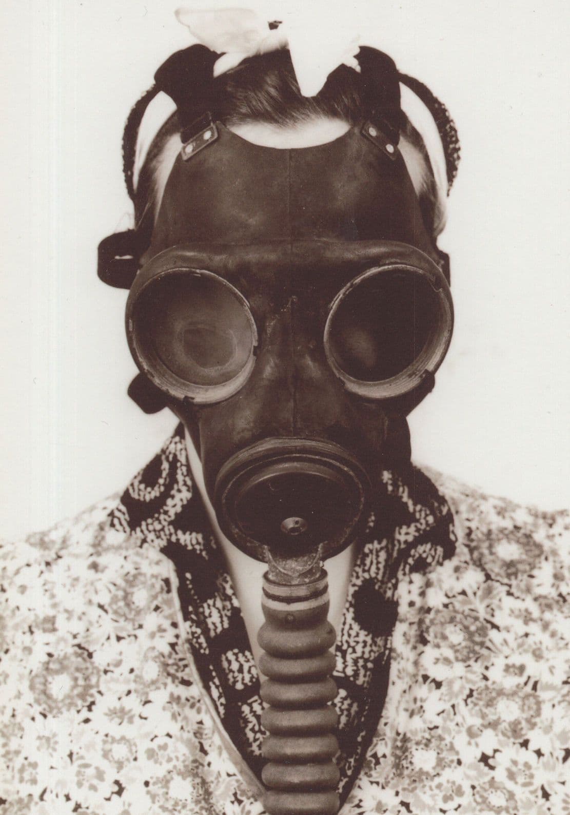 Ladies Military Womens Gas Mask In Wartime WW2 Postcard