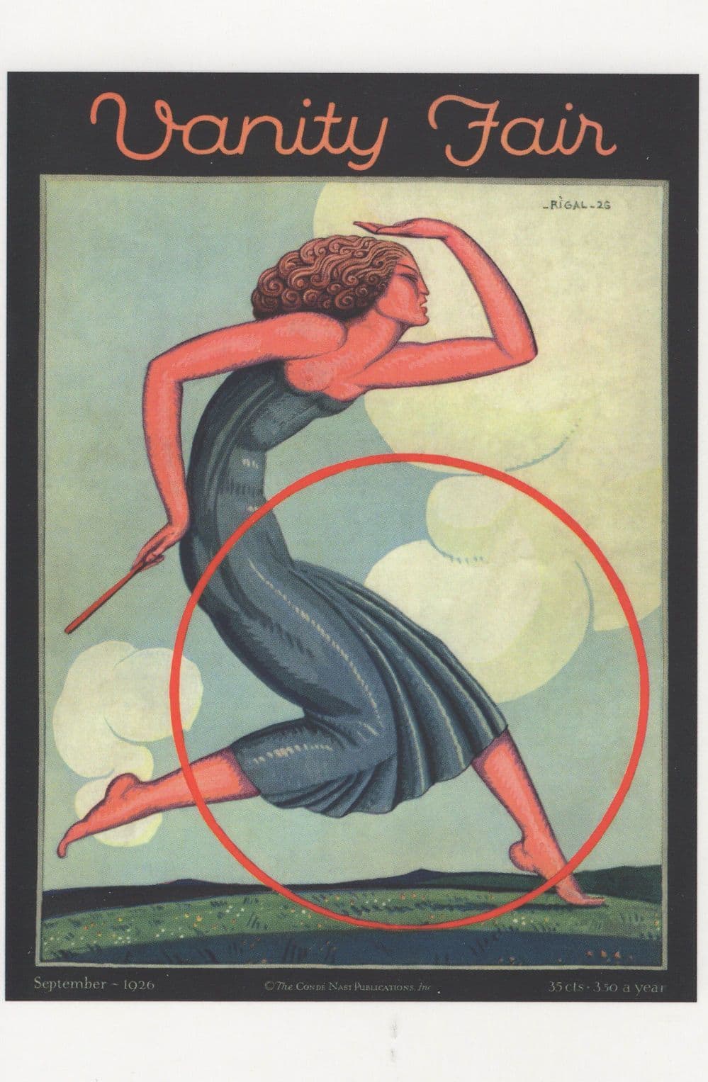 Lady Dancing Water Dance With Hula Hoop Art Deco Painting Postcard
