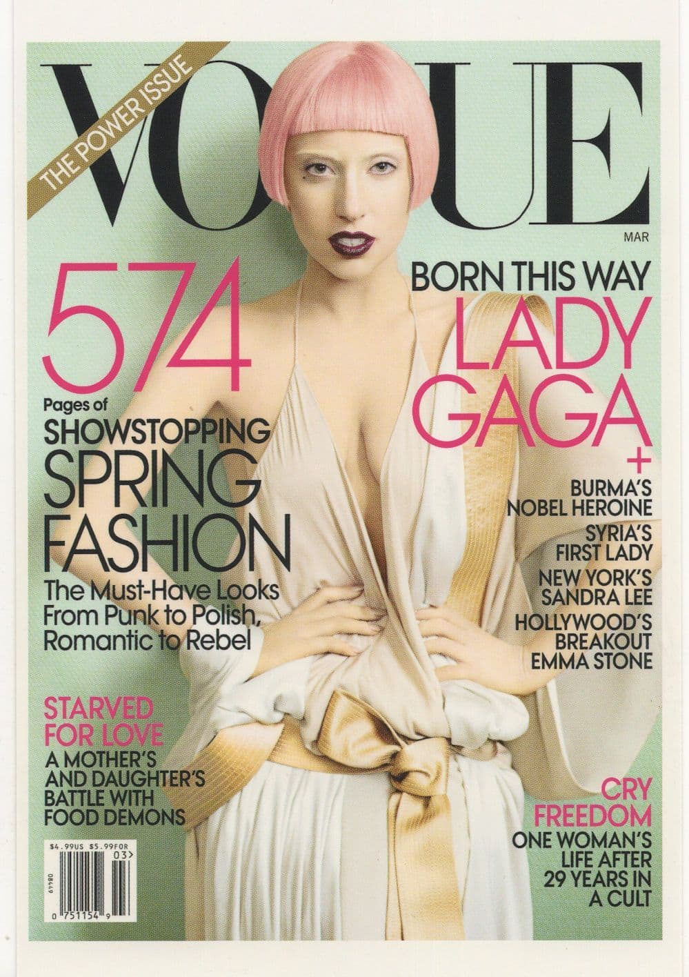 Lady Gaga Born This Way Stunning 2011 Vogue Cover Girl Postcard