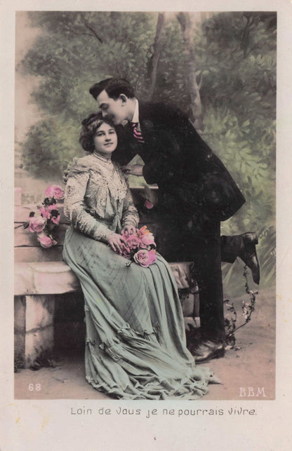 Lady In Green Siren Fashion Erotic Lovers Secret Code Garden RPC Postcard