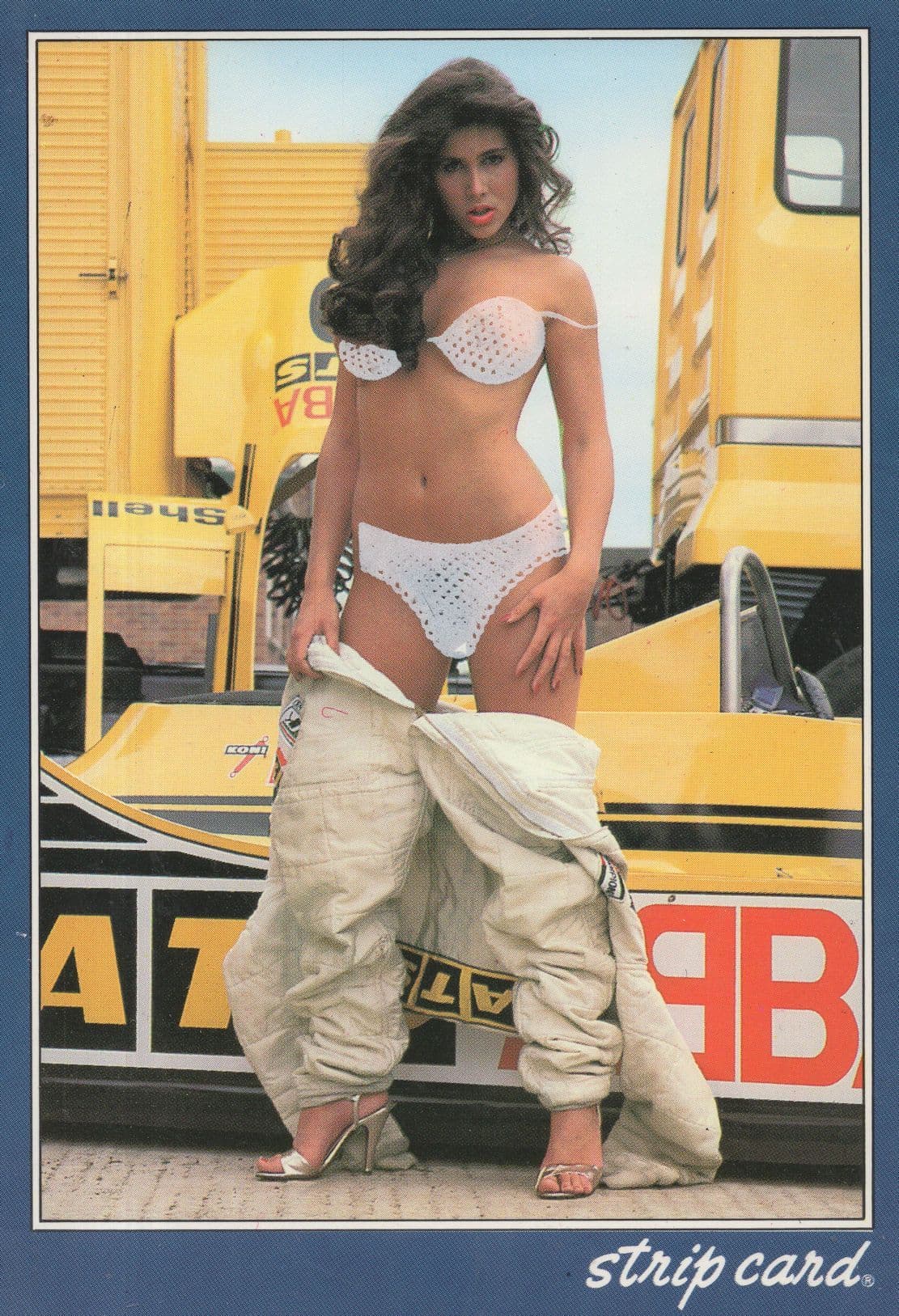 Lady Lorry Worker Striptease By Shell Sign Risque Postcard