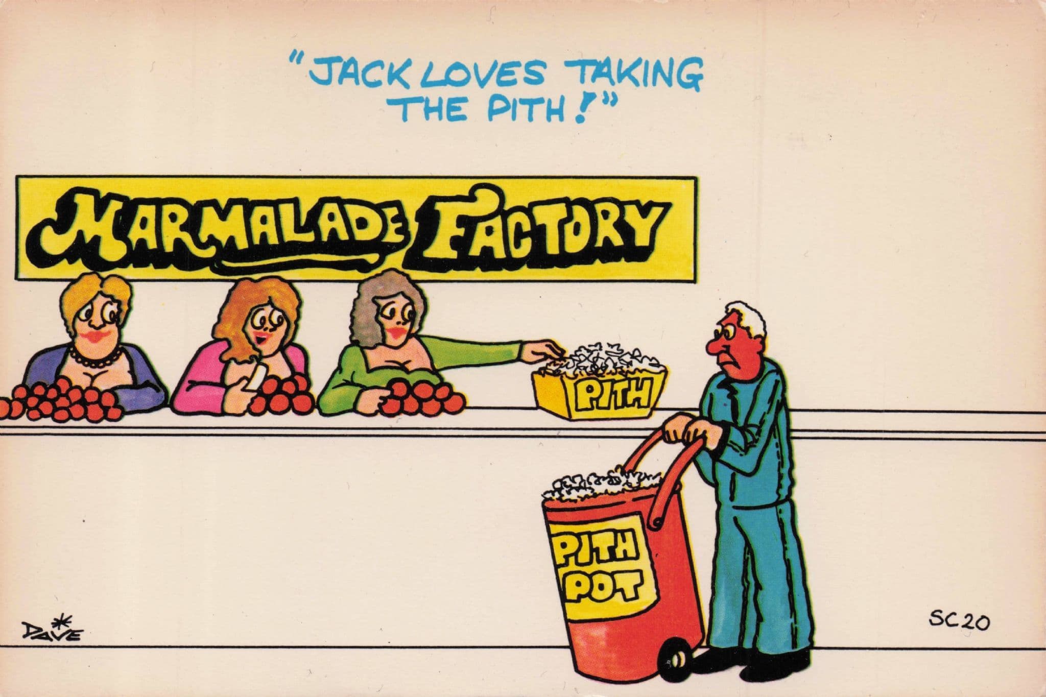Lady Marmalade Jam Factory Workers Pith Pot Vintage Comic Postcard