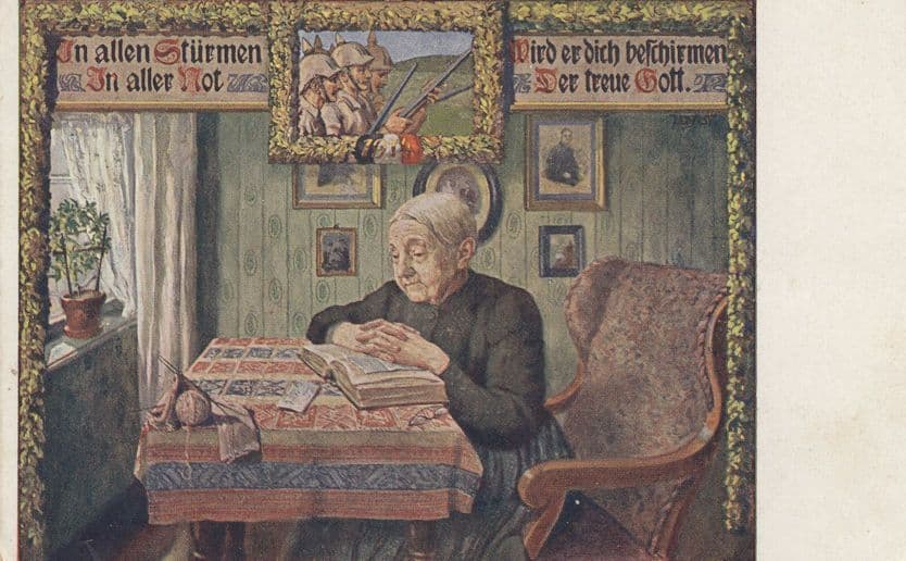 Lady Reading German Military Book Antique Germany Postcard