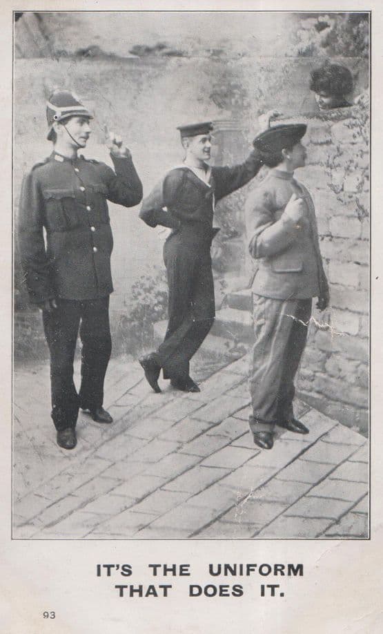 Lady Striptease For Policeman Uniform Does It Antique Old Police Comic Postcard