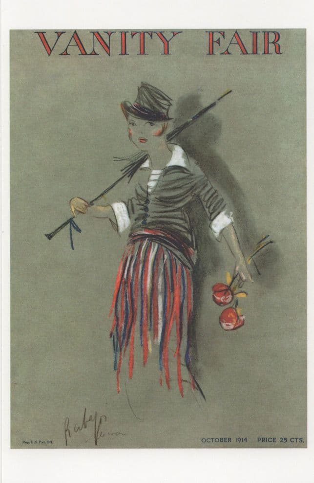 Lady With WW1 Antique Straw Unique Umbrella Painting Postcard