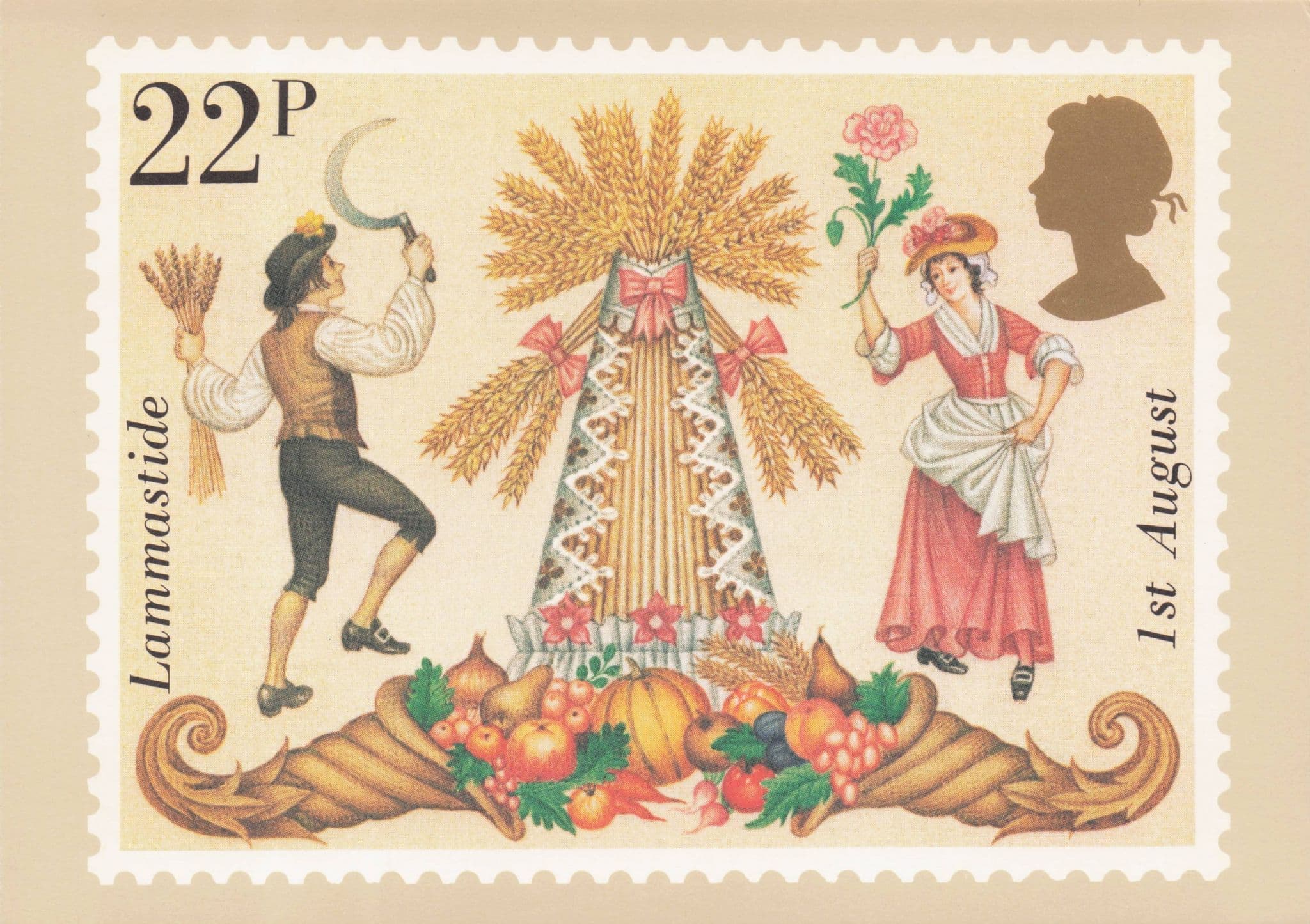 Lammastide Llamas Loaf Mass Day Painting Royal Mail Stamp Postcard