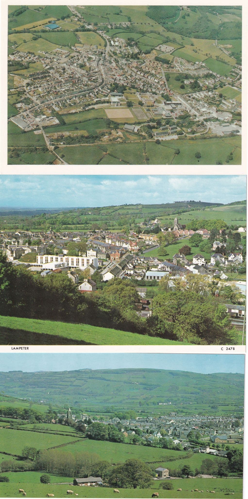 Lampeter Wales 1980s Welsh Rare 3x Aerial Postcard s