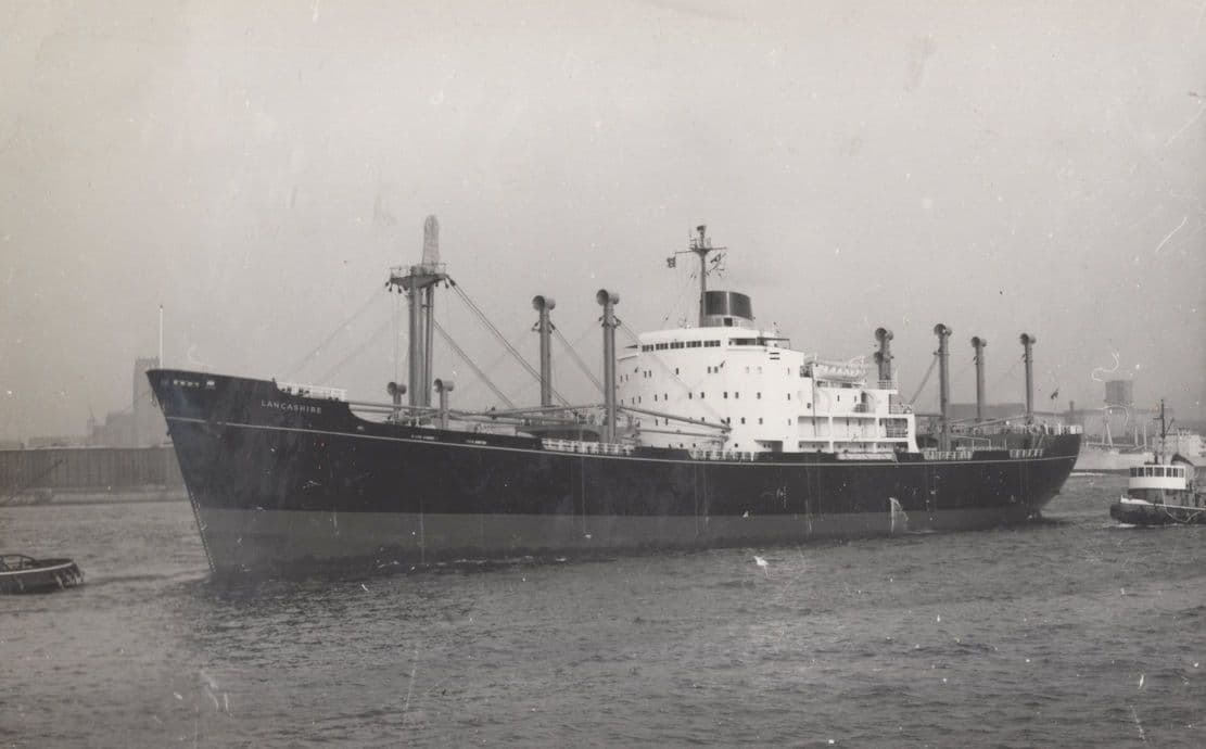 Lancashire Bibby Line Motor Vessel Ship Vintage Rare Photo