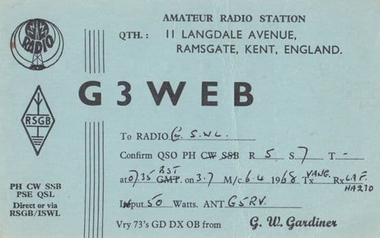 Langdale Avenue Ramsgate Kent Amateur Radio Station QSL Postcard