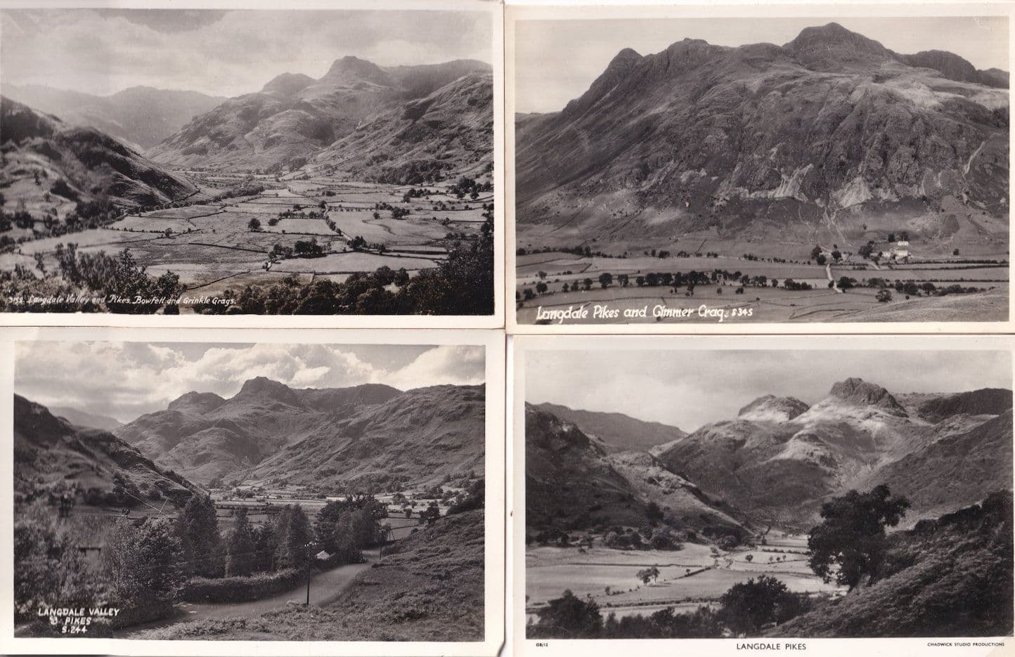 Langdale Valley Pikes Lake District 4x Real Photo Postcard s
