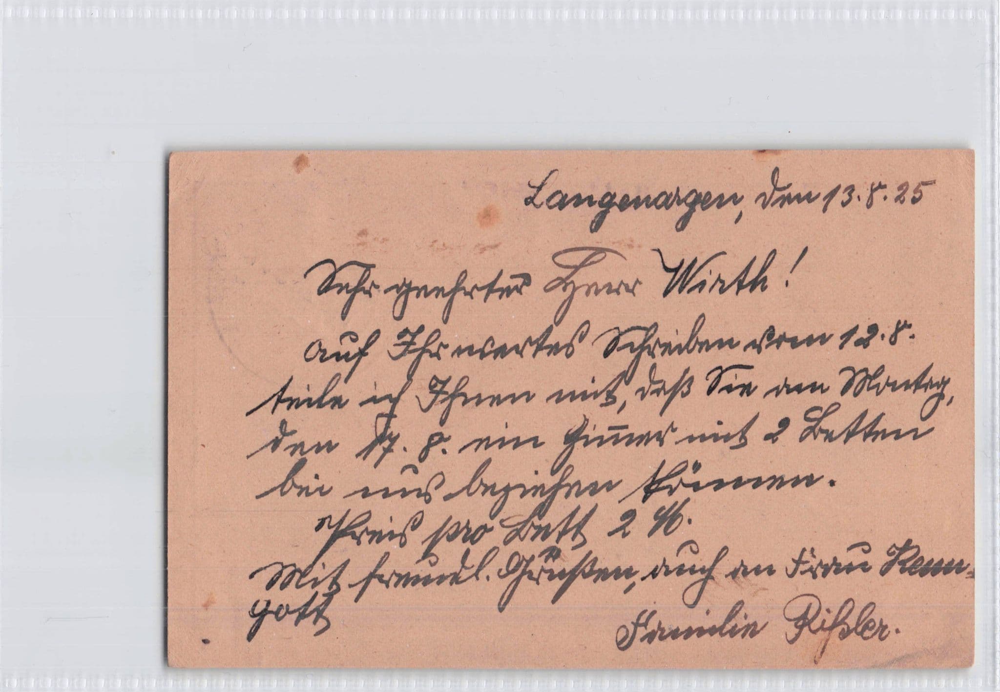 Langenagen 1925 German Antique Postcard