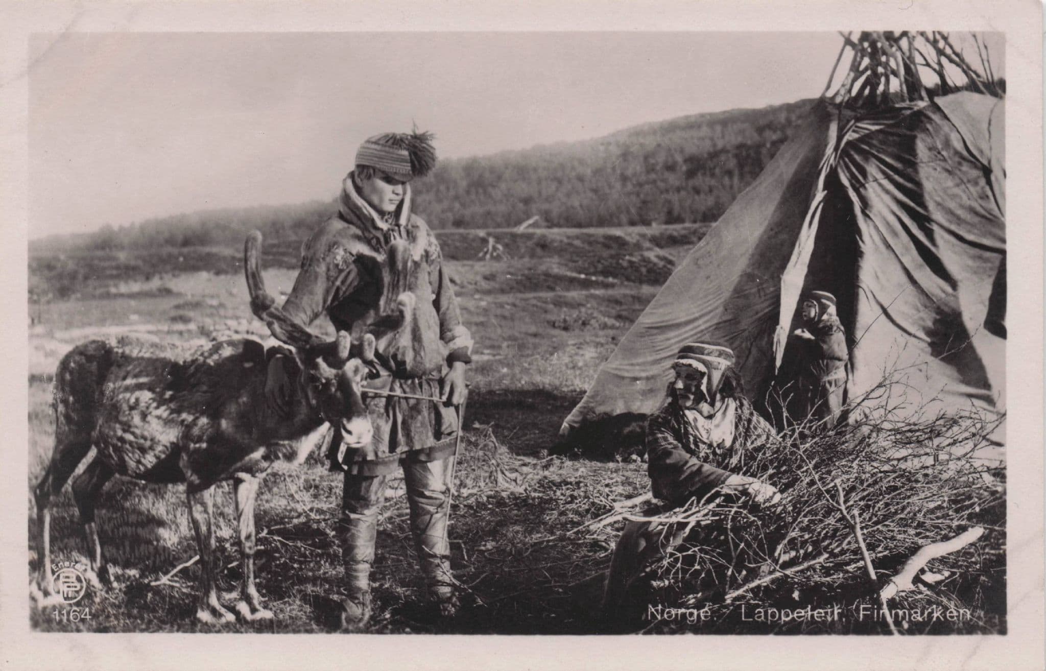 Lappereit Norway Lapland Tent Costume Old Real Photo Postcard