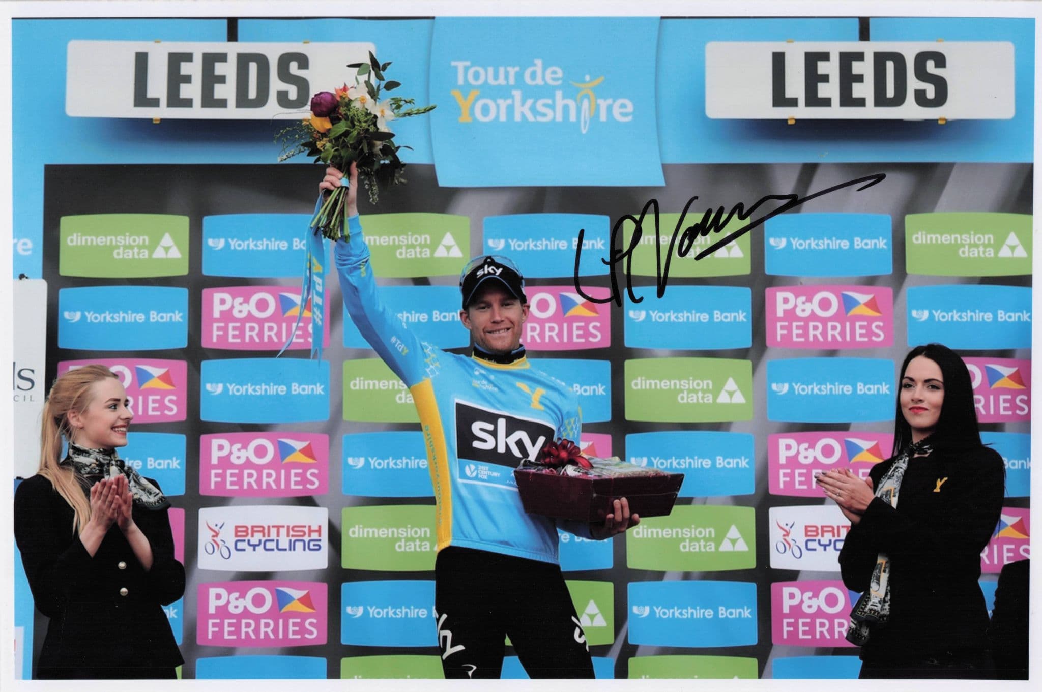 Lars Petter Nordhaug Norwegian Cyclist 2015 Tour De Yorkshire Giant Hand Signed Photo