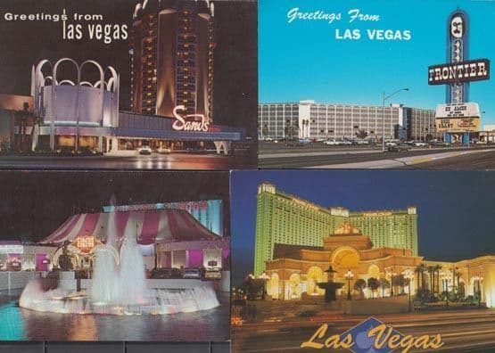 Las Vegas At Night Circus Cavern Hotel 4x Illuminations Postcard s