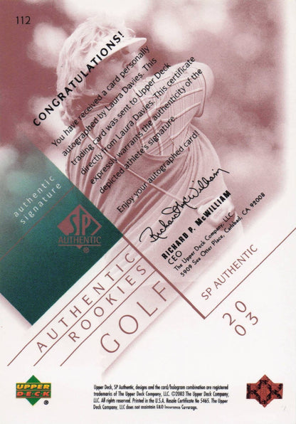 Laura Davies Authentic Rookies 2003 Golf SP Hand Signed Autograph Card