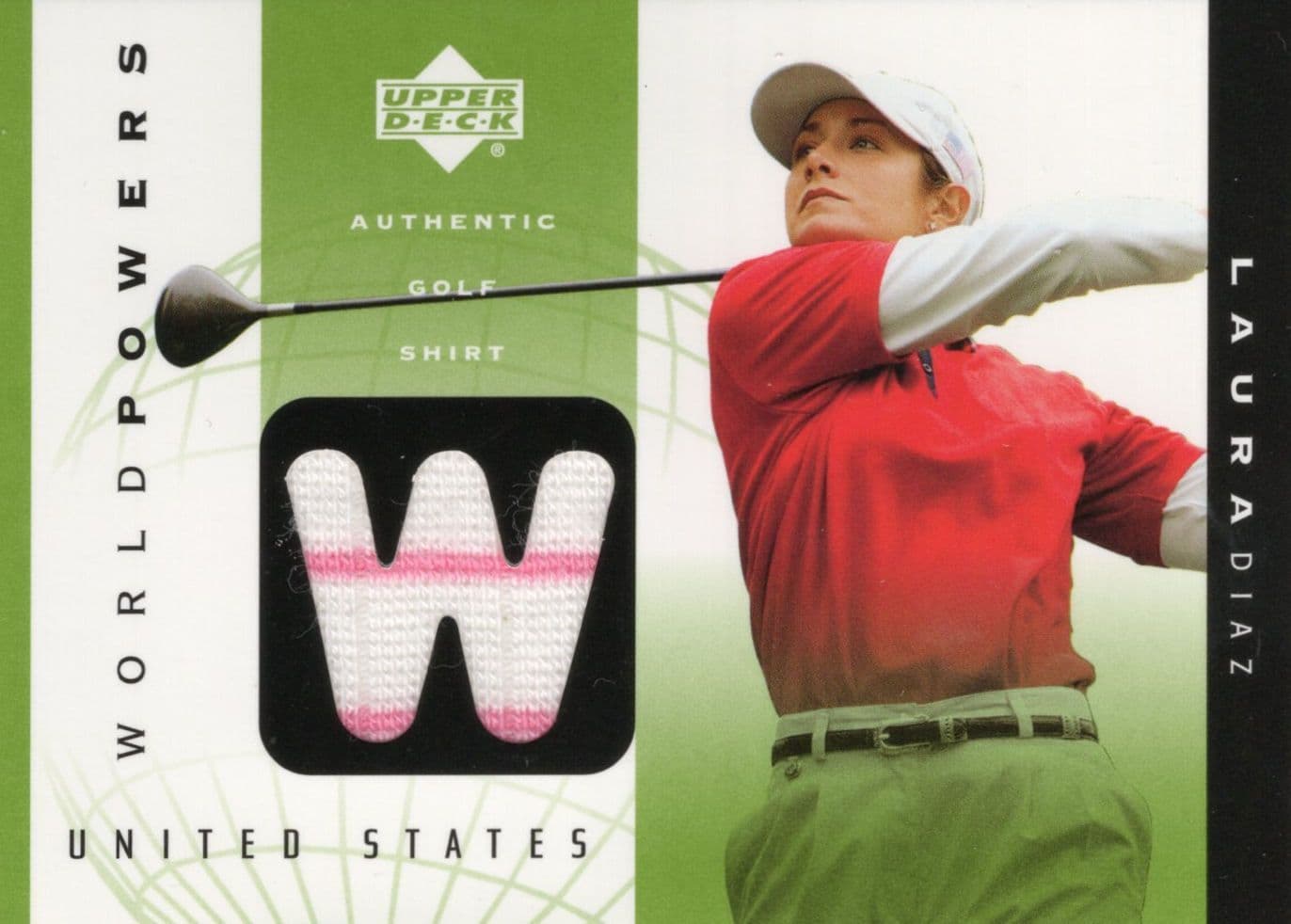 Laura Diaz Authentic World Powers Golf Upper Deck Relic Shirt Card