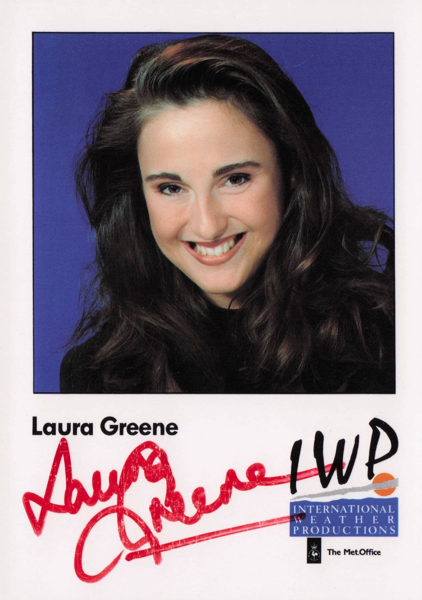 Laura Greene TV Weather Presenter Channel Five Met Office Hand Signed Photo