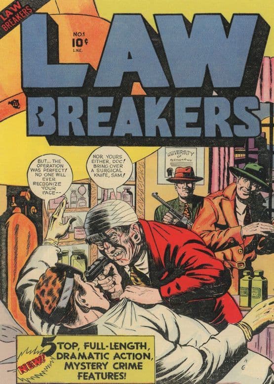 Law Breakers Plastic Surgery Disaster 1950s Comic Book Postcard