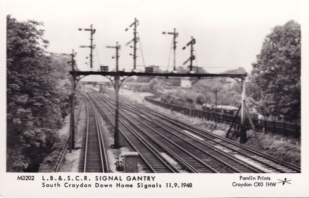 LB&SCR Signal Gantry South Croydon Down Home Railway Signals Postcard