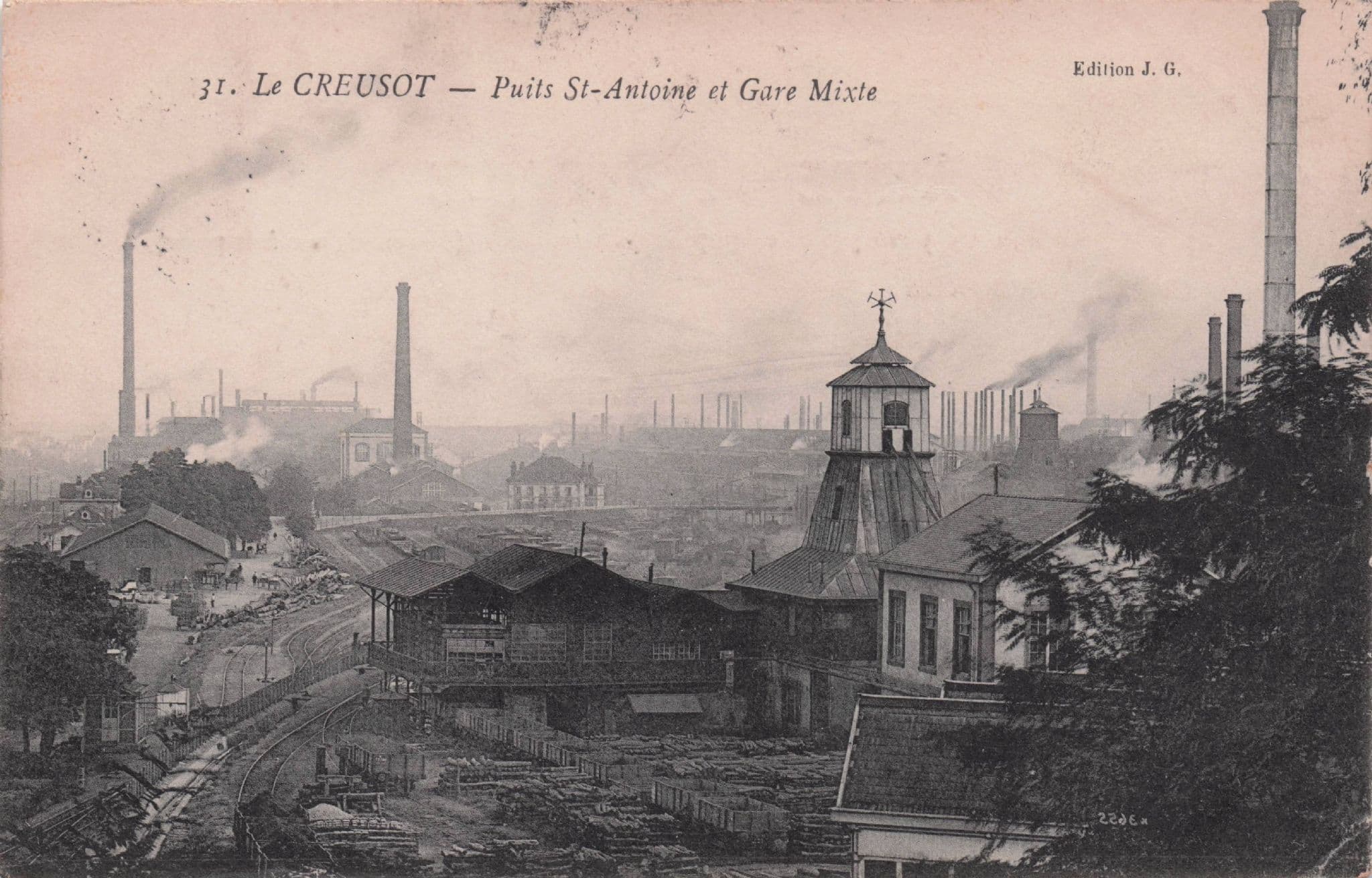 Le Creusot Puits St Antoine Rarer View Of Station French Postcard