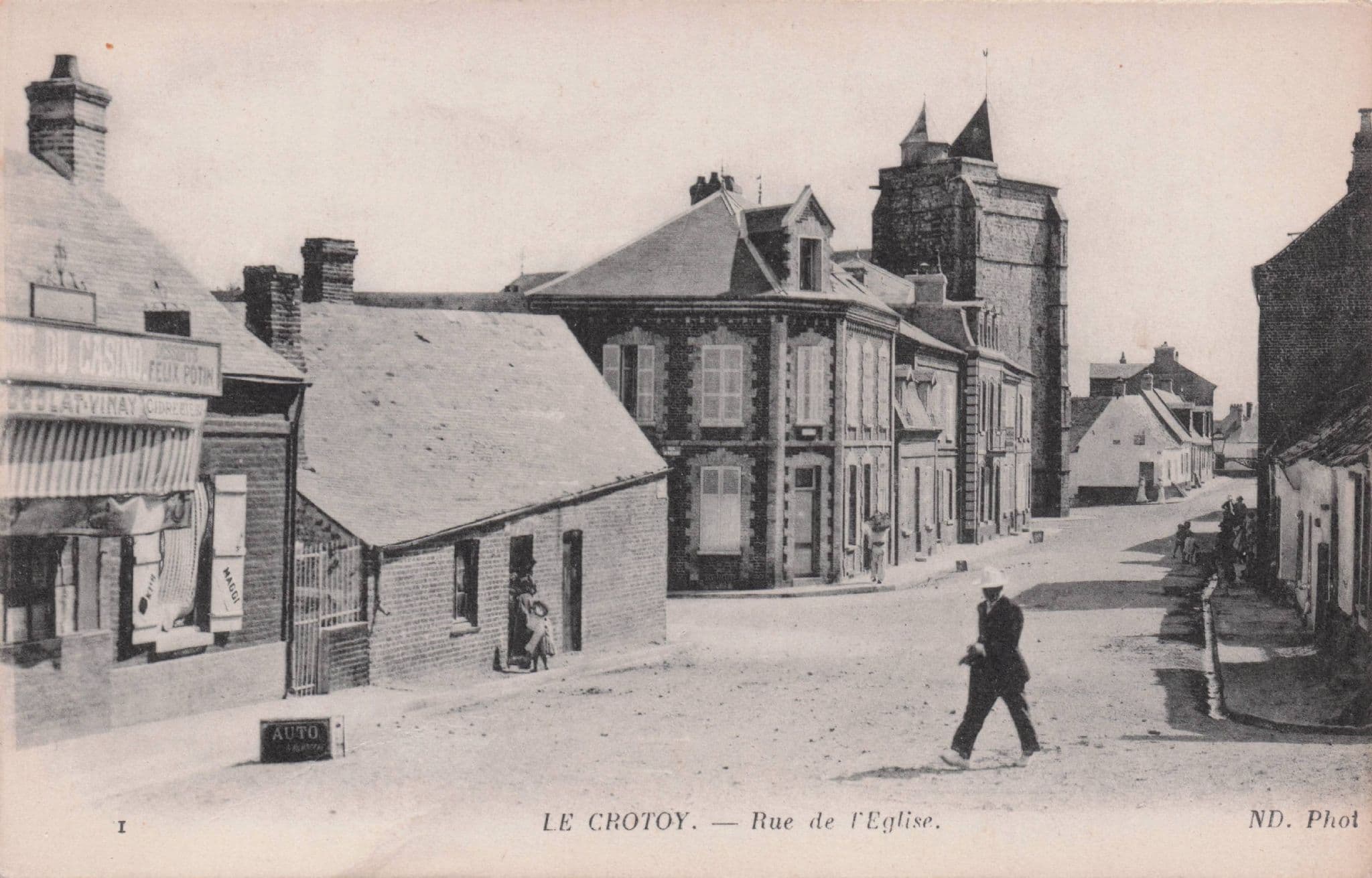 Le Crotoy Rue D'Eglise Chocolat Casino French Signs Old Postcard