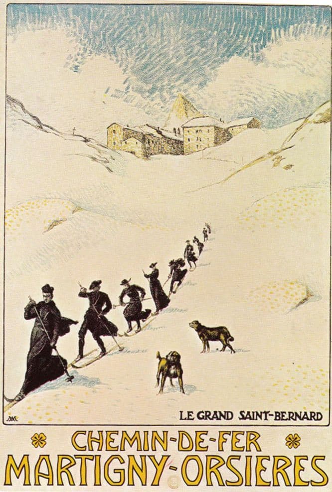 Le Grand St Bernard Chemin De Fer Martigny Orsieres Poster Advertising Postcard