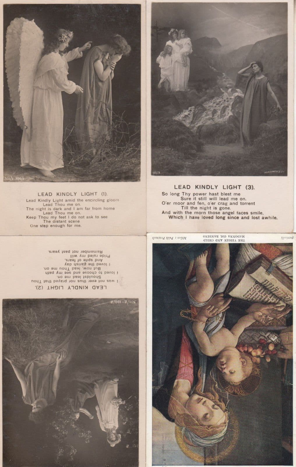 Lead Kindly Light & Painting 4x Antique Christian Songcard s
