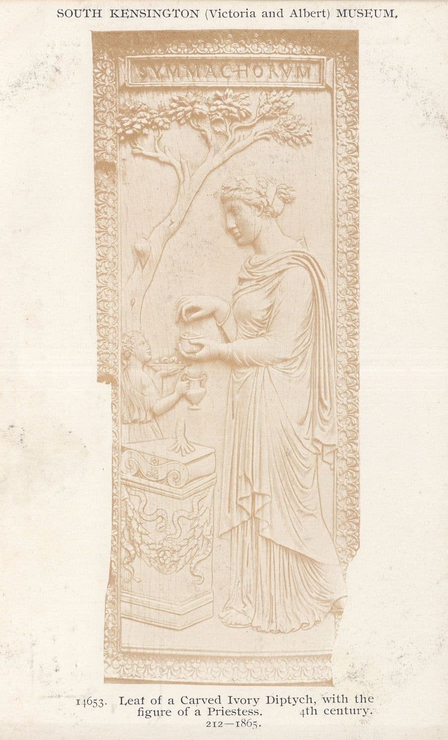 Leaf Of A Carved Ivory Diptych Priestess Antique Art Postcard