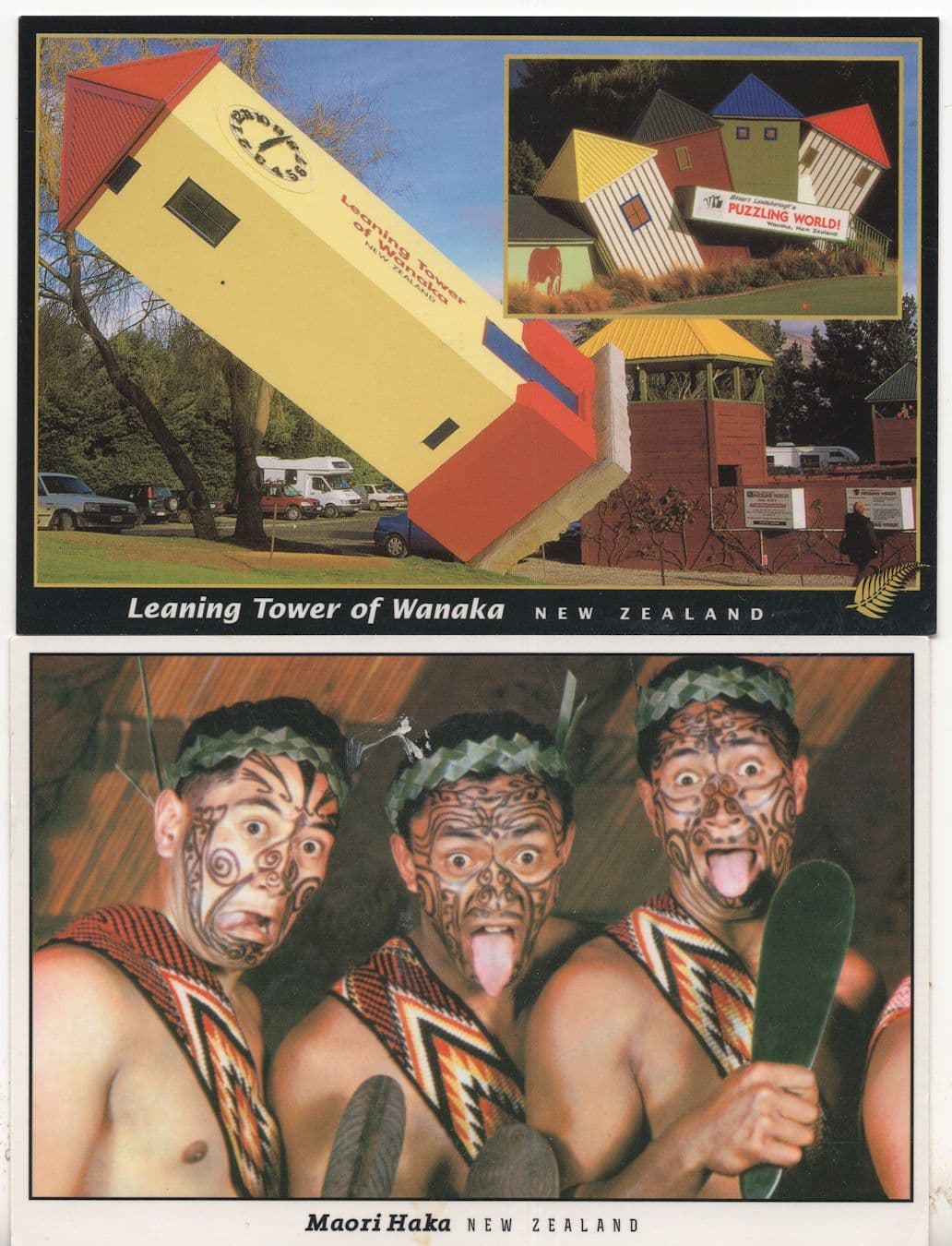 Leaning Tower Clock Of Wanaka New Zealand Haka 2x Postcard s