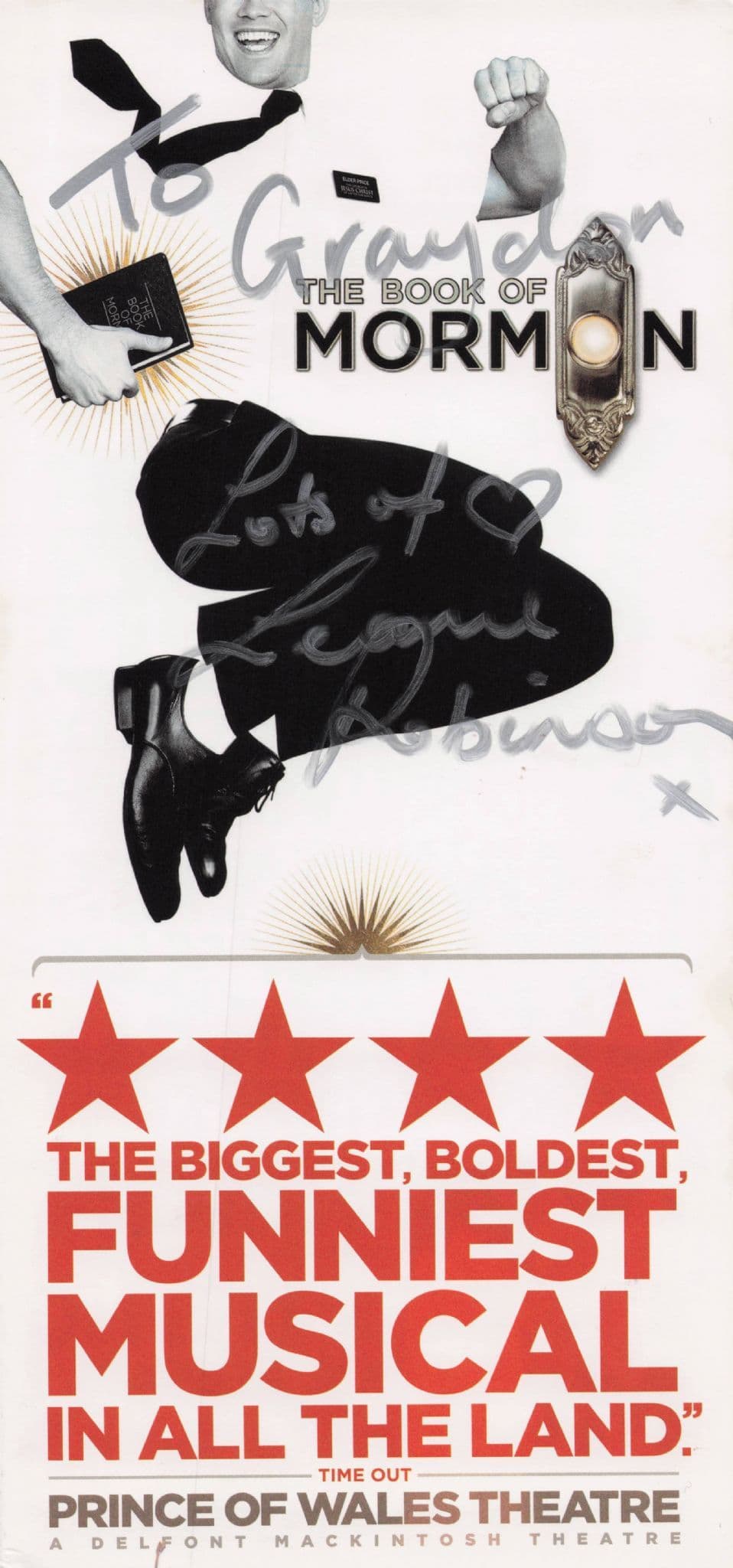 Leanne Robinson of The Book Of Mormon Hand Signed Theatre Flyer