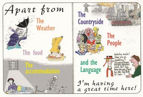 Learning Cockney English Rhyming Slang Comic Humour Postcard