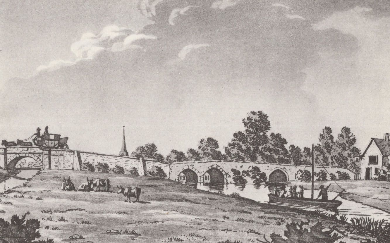 Lechlade St Johns Bridge in 1790 Gloucester Painting Postcard