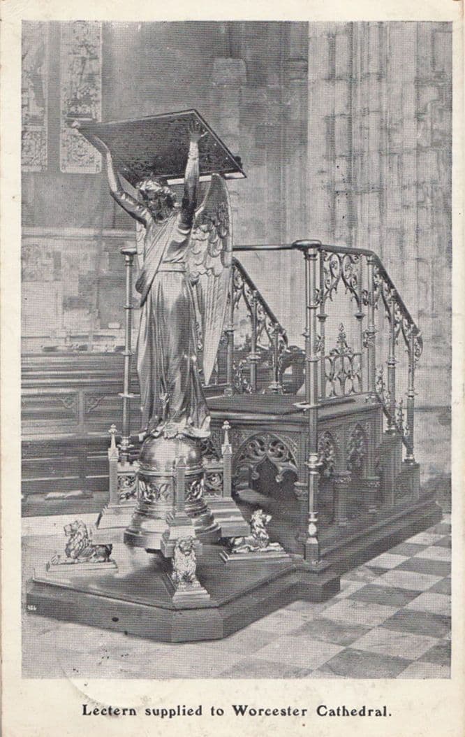 Lectern Worcester Cathedral by Birmingham Edmund Street Old Advertising Postcard