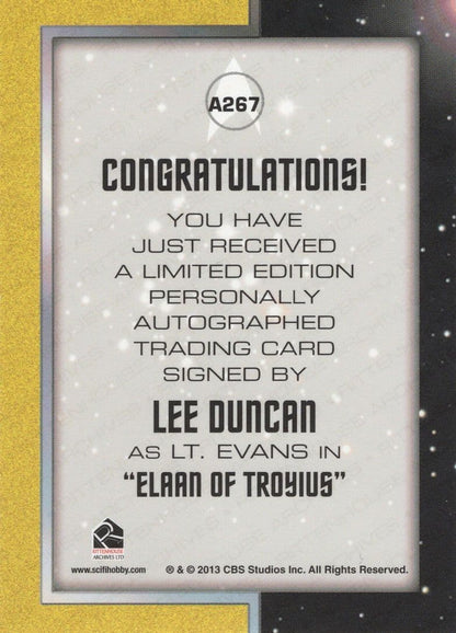 Lee Duncan Star Trek Original Series Hand Signed Autograph Card